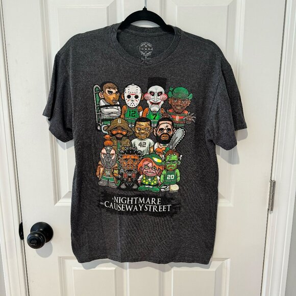Boston Celtics T Shirt Adult Medium‎ Gray Nightmare Horror Halloween - Picture 1 of 4